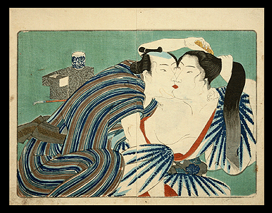 Hiroshige  Kuniyoshi  Masterful Close Up Design  Embracing Lovers  c.1838.
