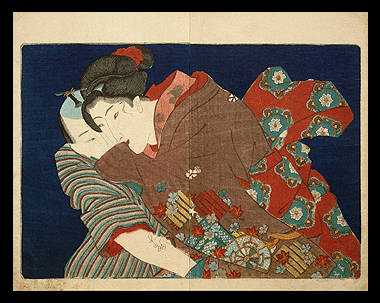 Hiroshige  Kuniyoshi  Excited Couple  c.1838.