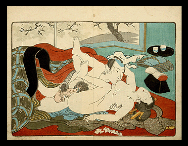 Hiroshige – Kuniyoshi – Nipple Suckling – c.1838.