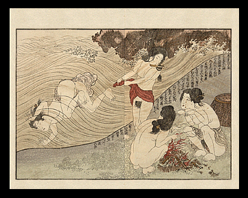 Famous Shunga – Utagawa Kunisada Awabi Divers At Sea – c.1827.