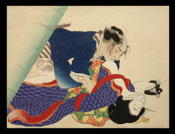 Well-Known Meiji Shunga – Ikeda Terukata – Shocking Rape Scene – Tied Woman – c.1899.