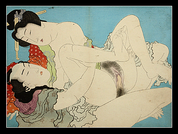 Meiji Era Shunga – Terukata – After Hokusai – Mature Couple – c.1899.