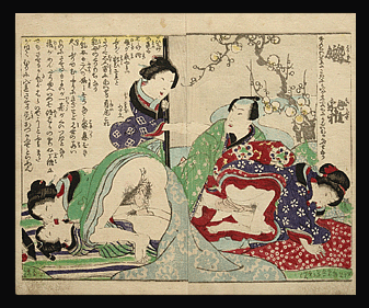 Utagawa School Shunga – Two Couples And Servant – c.1850.