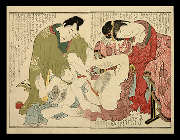 Famous Hokusai Shunga - Chinese Couple - c.1814.