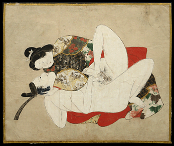 Rare Primitive Erotic Painting – Sitting On Lap – c.1650.