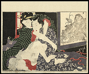 Katsushika Hokusai – Overlapping Skirts – Hairy Hotei With Erection – c.1820.