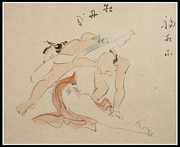 Unique Shunga Painting – Oral – c.1900 – Kyôsai School.