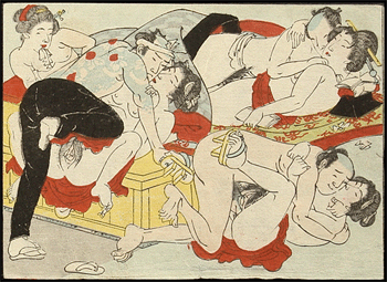 Koban Shunga  Utagawa School  Tattooed Man  Irezumi  c.1870s.