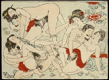 Koban Shunga  Utagawa School  Vase  Ejaculating Man  c.1870s.
