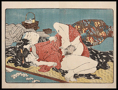 Shunga – Kuniyoshi/Hiroshige – Squatting – c.1838.