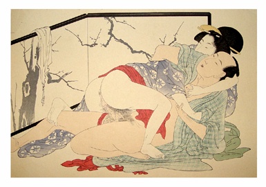 Rare Shunga Utamaro Woodblock Print.