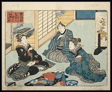 Shunga – Designed by Kunisada – Text by Eisen – Bedroom Guide – Get-Together – c.1847.