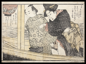 Shunga – Hokusai School – Couple On A Boat – c.1818.