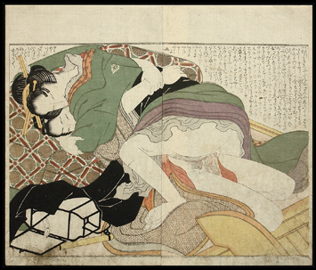 Shunga – Katsushika Oi – On A Stairway – c.1820.
