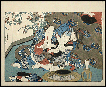 Shunga – Kunisada – Eight Dog Heroes – Over The Shoulder – c.1837.