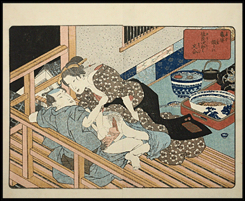 Shunga – Kunisada – Eight Dog Heroes – After Dinner – c.1837.