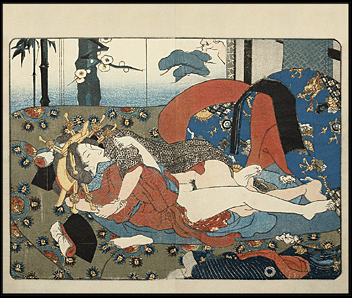 Shunga – Kunisada – Eight Dog Heroes – High-Class Hooker – c.1837.
