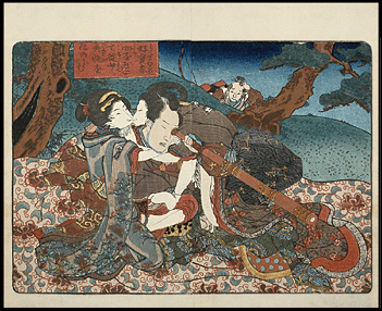 Shunga – Kunisada – Eight Dog Heroes – Lesbianism – Threesome – c.1837. 