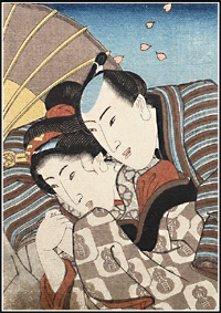 Shunga – Keisai Eisen – Umbrella – c.1836.
