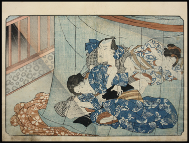 Shunga  Shigenobu  Shocked By Lightning  c.1830.