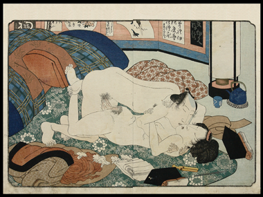 Shunga  Shigenobu  Completely Naked Couple  c.1830.