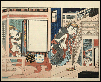 Shunga – Utagawa School – Three Couples – c.1840.