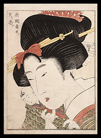 Shunga – Utamaro – Close-Up Portrait – Woman And Child – c.1803.