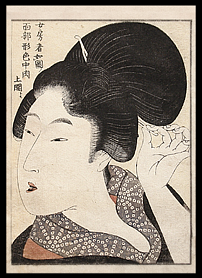 Shunga – Utamaro – Close-Up Portrait – Hair Pin – c.1803.