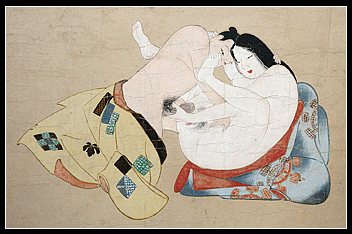 Beautiful Primitive Shunga Painting – Aristocratic Beauty – Anonymous – c.1650s.
