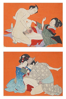 Two Original Woodblock Shunga's Meiji.