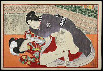 Shunga – Tomioka Eisen – Behind The Fence – c.1890s.