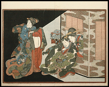 Toyokuni III – Secret Threesome – In The Spotlight – c.1837.