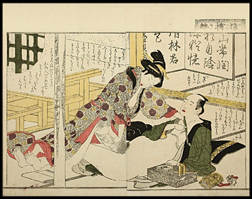 Shunga – Utamaro School – Smoking Pipe – c.1800s.