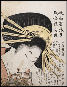 Shunga – Utamaro II – Close-Up Portrait – Bashful – c.1800.