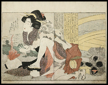 Utamaro/Hokusai – Rape – Leper – Burning Lantern – c.1803-1806.