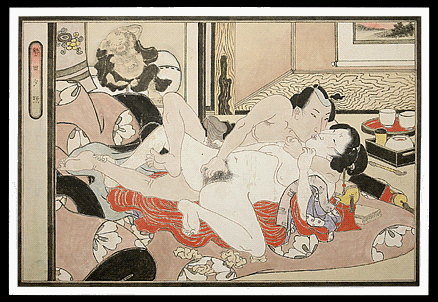 Superb Erotic Painting – Utagawa School – Laughing Hotei – c.1850.