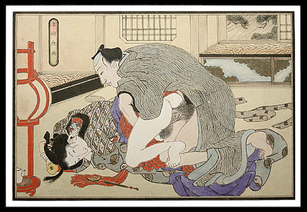 Superb Erotic Painting  Utagawa School  From The Rear  c.1850.