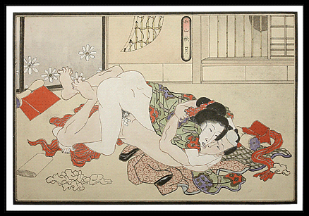 Superb Erotic Painting  Utagawa School  Passionate Woman  c.1850.