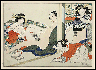 Shunga – Ikeda Terukata – Feet Massage – Horny Girl – Hokusai’s Manpuku Wagojin – c.1890.