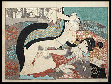 Shunga – Kuniyoshi – Sweaty Man With Courtesan – c.1853.