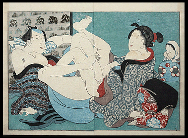 Shunga – Kuniyoshi – Feet Fight – Doll – c.1853.
