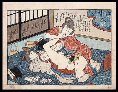 Shunga – Kunisada – Lesbian Couple Using A Dildo – c.1842.