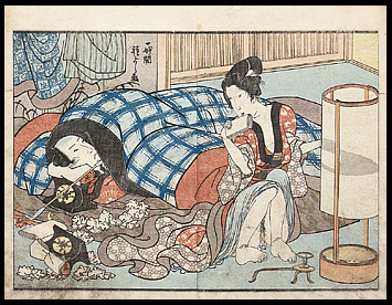 Shunga – Kuniyoshi – Lighting The Lantern – c.1840.