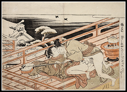 Original Rare Antique Shunga 1772 / 73 Koryusai  (12th Month)