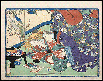 Shunga – Utagawa Kunisada – Reading Shungabooks – c.1842.