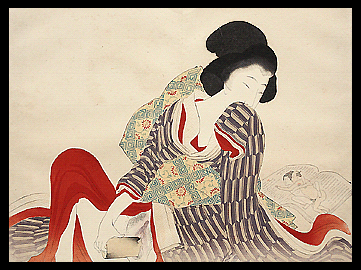 Excellent Meiji Shunga - Masturbating Female With Harigata - Ikeda Terukata - C.1900.