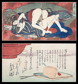 Surimono Shunga Set – Utagawa School – Lovers – Sushi – c.1830.