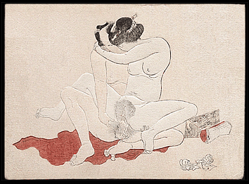 Very Rare Shunga – Keisai Eisen – Completely Nude Couple – c.1820.