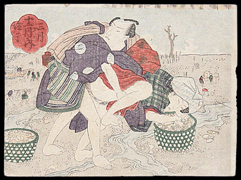 Rare Shunga – Keisai Eisen – Mussel Seekers – c.1830.