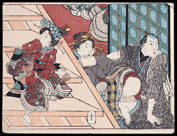 Koban Shunga – Geisha And Client – Bottom Of the Stairs - c.1830.